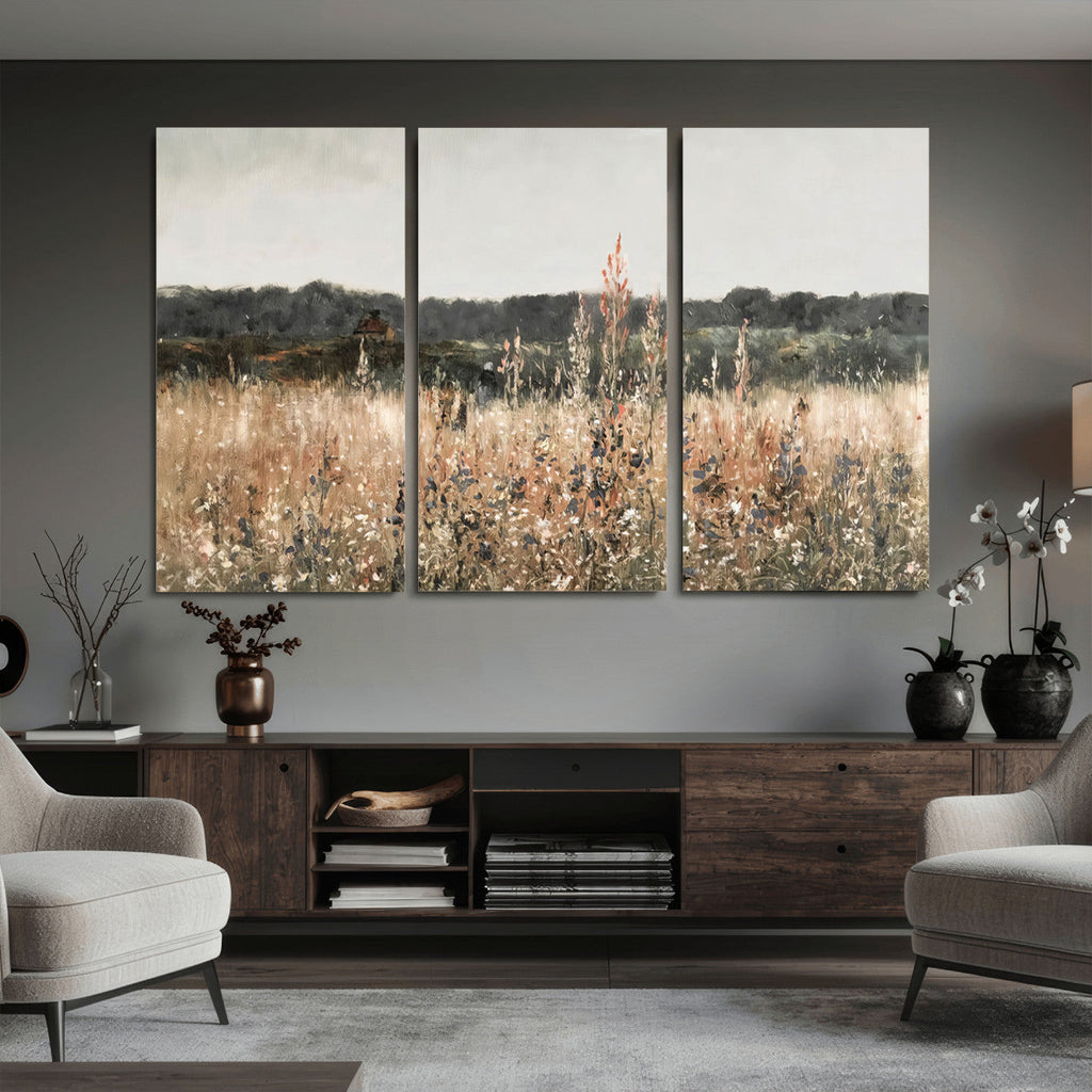 Rustic Field Landscape Wall Art Print, Giclee Canvas Wall Art