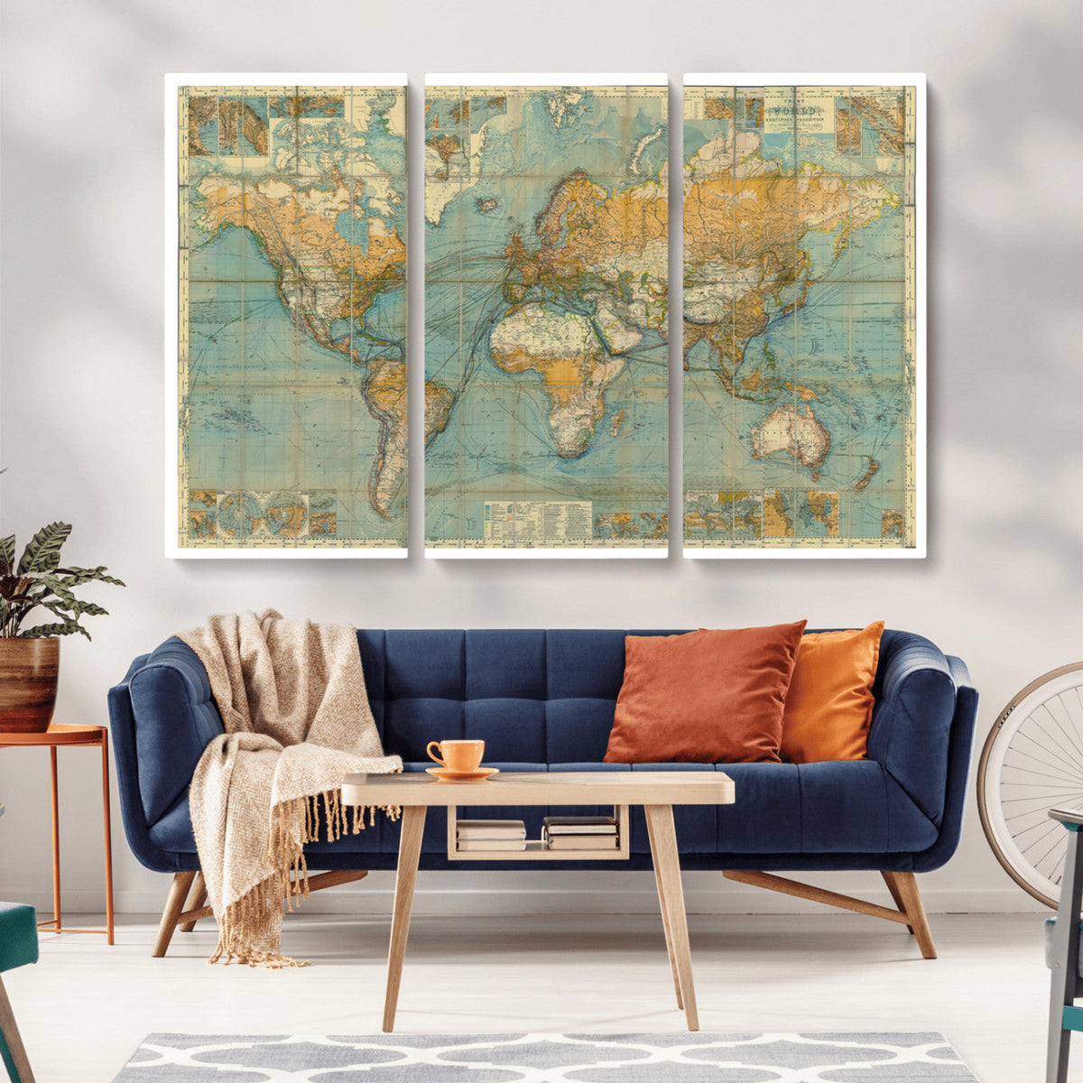 Push Pin World Map Canvas Print | Travel Tracker Wall Art for Couples