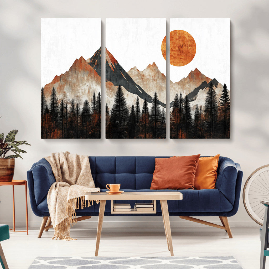 Modern Abstract Mountain Canvas Wall Art Print