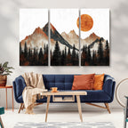 Modern Abstract Mountain Canvas Wall Art Print