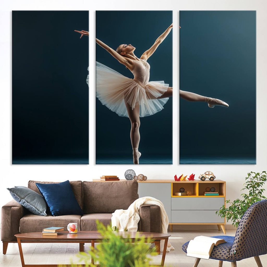Ballet Dancer Wall Art | Framed Graceful Pose Canvas