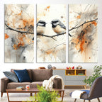 Beautiful Birds Wall Art | Framed Watercolor Branch Canvas