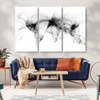 Abstract World Map Wall Art | Framed Geometric Line Canvas