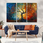Yggdrasil Tree of Life Mosaic Stained Glass Wall Art Canvas Print