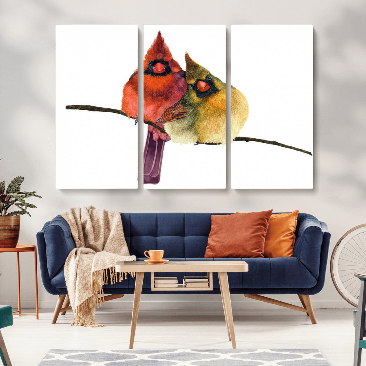 Cardinal Bird Canvas Wall Art, Male and Female Cardinal Print, Nature Inspired Bird Decor