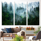 Misty Forest Wall Art Canvas Print | Framed Foggy Mountain Landscape