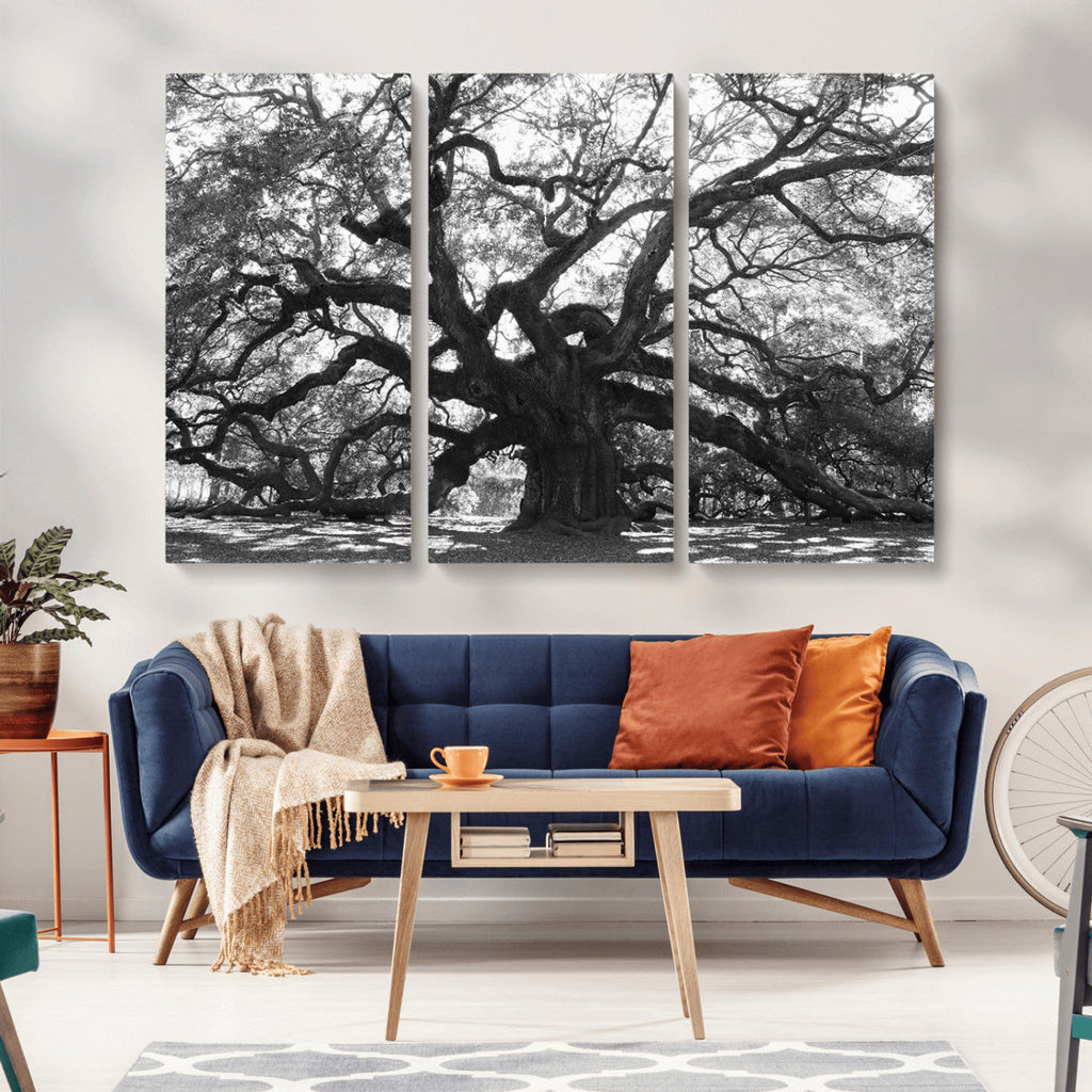 Ancient Oak Wall Art Canvas Print | Gnarled Tree with Twisted Branches