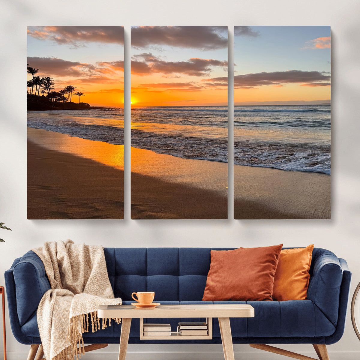 Tropical Beach Wall Art | Framed Sunset Ocean Canvas