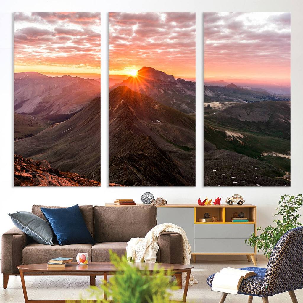 Mountain Sunrise Wall Art Canvas Print | Alpine Ridge Morning Light