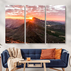 Mountain Sunrise Wall Art | Framed Alpine Ridge Canvas