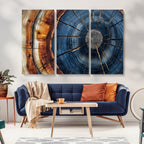 Framed Abstract Tree Ring Wall Art Print, Natural Rustic Wood Grain Canvas Print