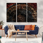 Dark Wood Ring Wall Art Canvas Print, Framed Abstract Tree Slice Print, Rustic Wood Grain Decor