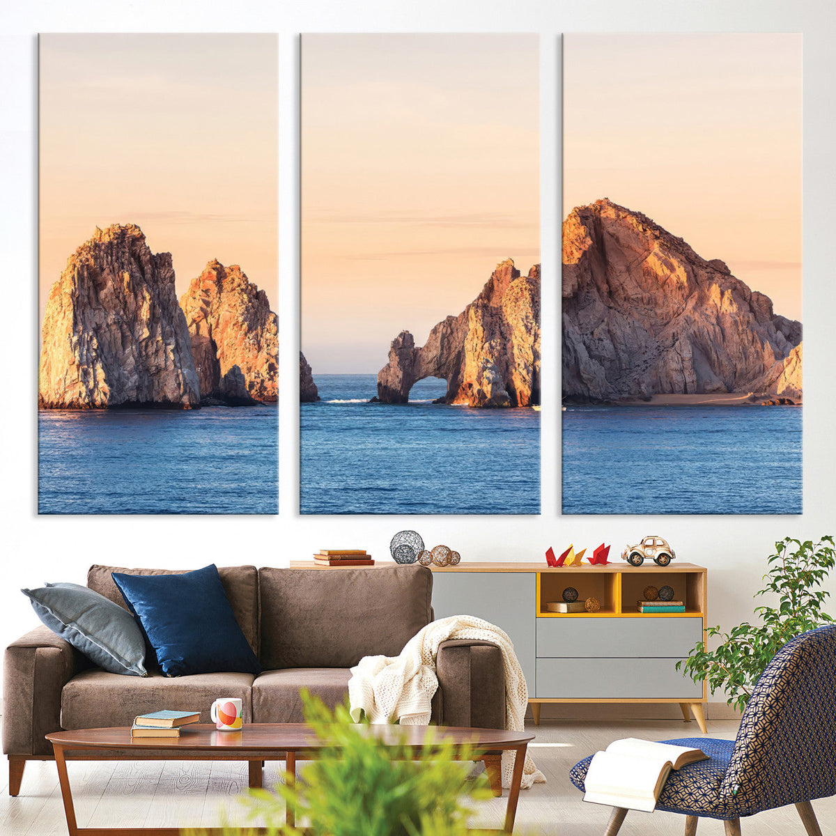 El Arco Wall Art Canvas Print, Framed Cabo San Lucas Ocean Arch Coastal Art