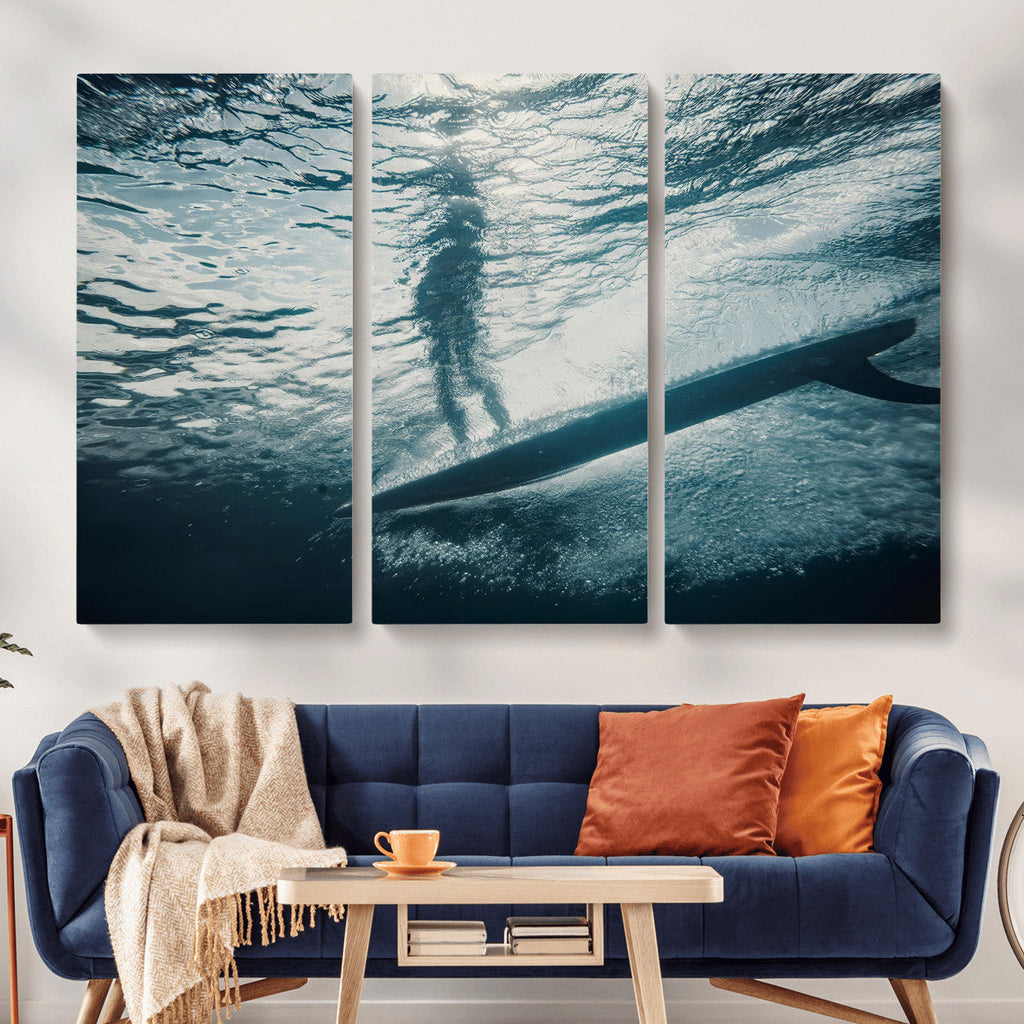 Underwater Surf Wall Art | Framed Ocean Wave Canvas Artwork