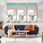 Calm Beach Wall Art | Framed Turquoise Water Canvas Artwork