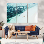 Minimal Beach Wall Art | Framed Ocean Swimming Canvas