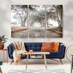 Cypress Tunnel Wall Art | Framed Misty Road Canvas Artwork