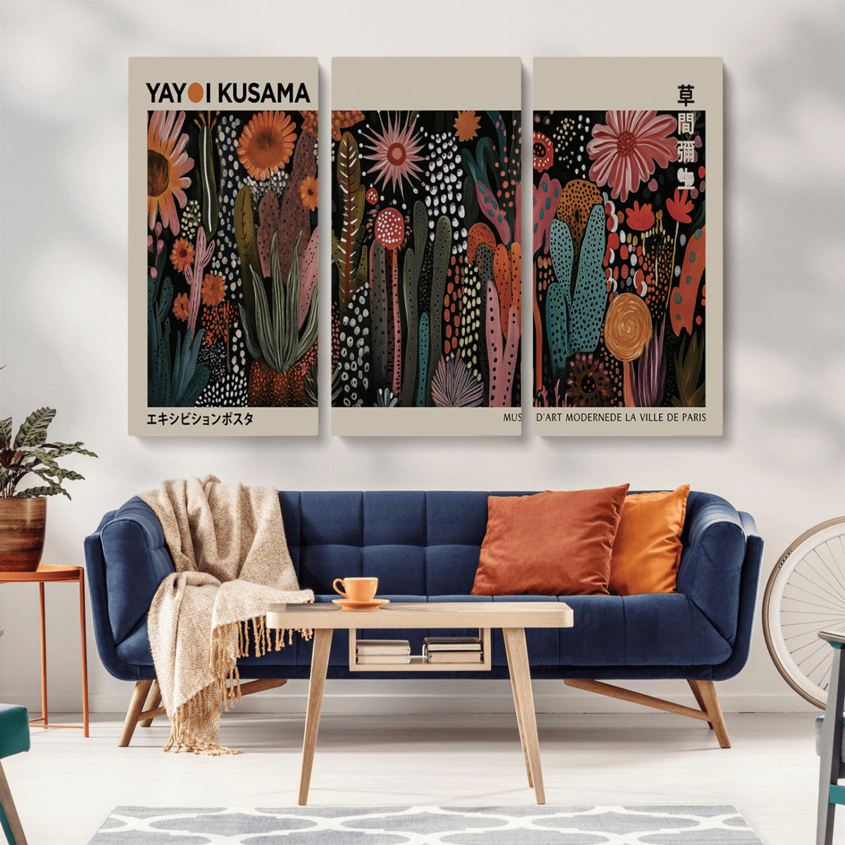 Modern Japanese Wall Art Canvas Print, Framed Abstract Mount Fuji Zen Landscape