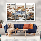 Modern Japanese Mount Fuji Canvas Art Print, Yayoi Kusama Wall Art, Framed Abstract Japanese Landscape