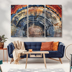 Tree Rings Wall Art Canvas Print, Framed Petrified Wood Modern Rustic
