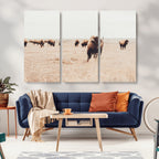 Bison Herd Wall Art Canvas Print, Framed Western Prairie Serenity