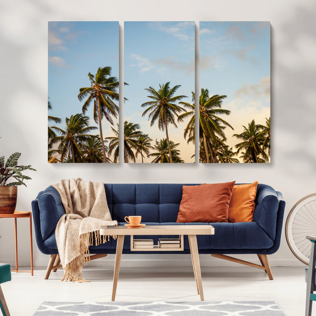 Palms Wall Art Canvas Print, Framed Tropical Coastal Nature Scene