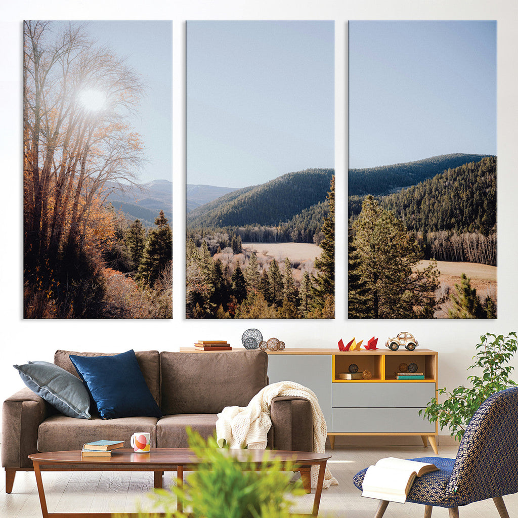 Rustic Landscape Wall Art Canvas Print, Serene Valley Scene