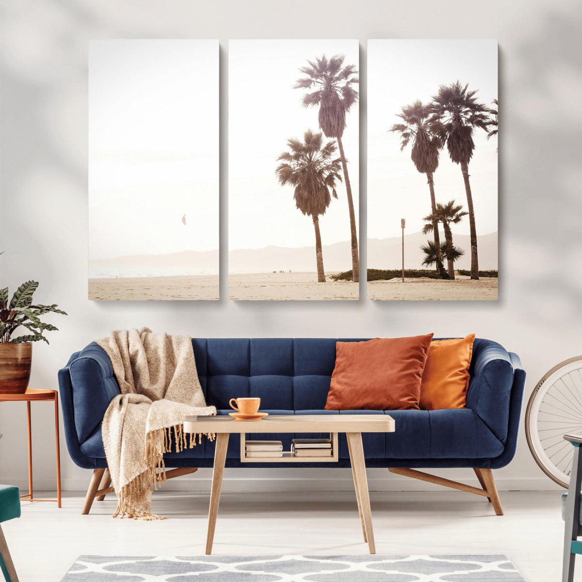 Coastal Light Wall Art Canvas Print, Framed Relaxing Shoreline Art, Minimalist Ocean Tropical Decor