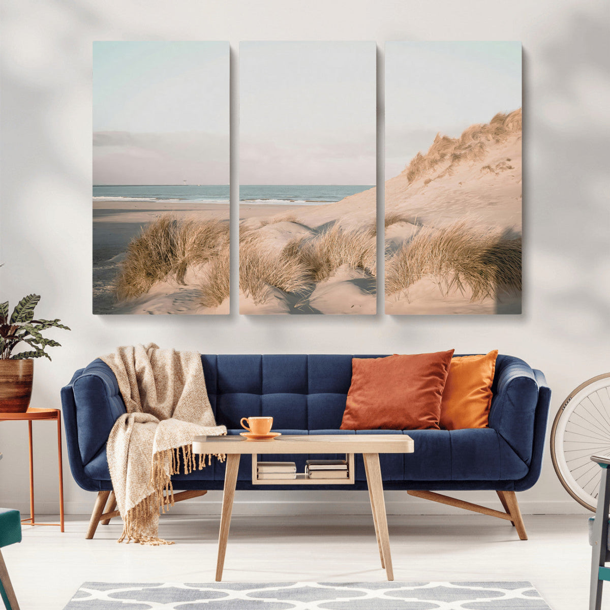 Beach Landscape Wall Art Canvas Print, Framed Sand Dune Photography, Minimalist Seascape Coastal Decor