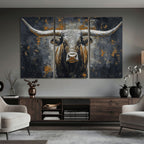 Rustic Bull Wall Art Canvas Print, Longhorn Wall Decor