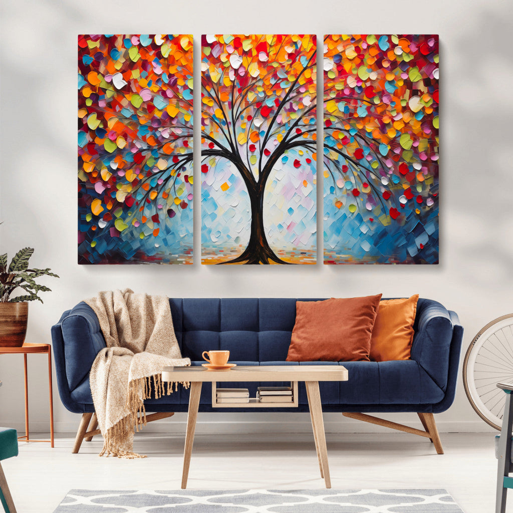 Vibrant Tree of Life Canvas Wall Art | Colorful Abstract Nature