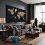 Vintage World Map Earth Globe Countries Oceans Continents