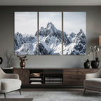 Snowy Mountain Range Canvas Print, Alpine Peaks Landscape Wall Art