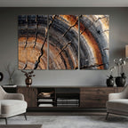 Abstract Tree Ring Wall Art Print, Natural Rustic Wood Grain Canvas