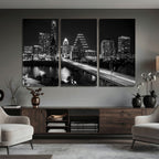 Austin Skyline Wall Art Canvas Print, Austin Downtown Night Cityscape
