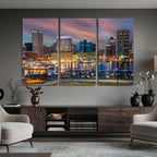 Baltimore Skyline Wall Art Canvas Print, Baltimore Downtown Night Cityscape
