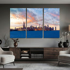 Chicago Wall Art Canvas Print - Chicago City Downtown Night Cityscape