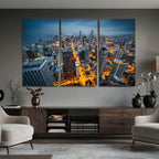 Chicago Wall Art Canvas Print - Chicago City Downtown Night Cityscape