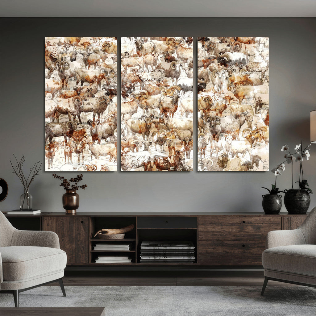 Farmhouse Bighorn Sheep Wall Art Canvas Print