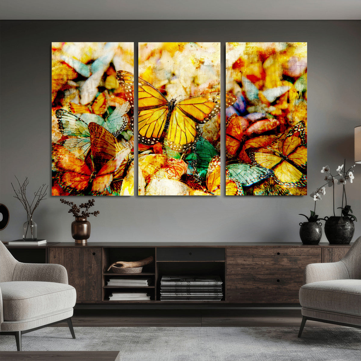 Butterfly Wall Art Canvas Print | Colorful Abstract Nature Artwork