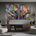 Graffiti Football Helmets Wall Art Canvas Print, Urban Street Art