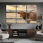 Texas Longhorn Wall Art Canvas Print, Western Ranch Bull Photography
