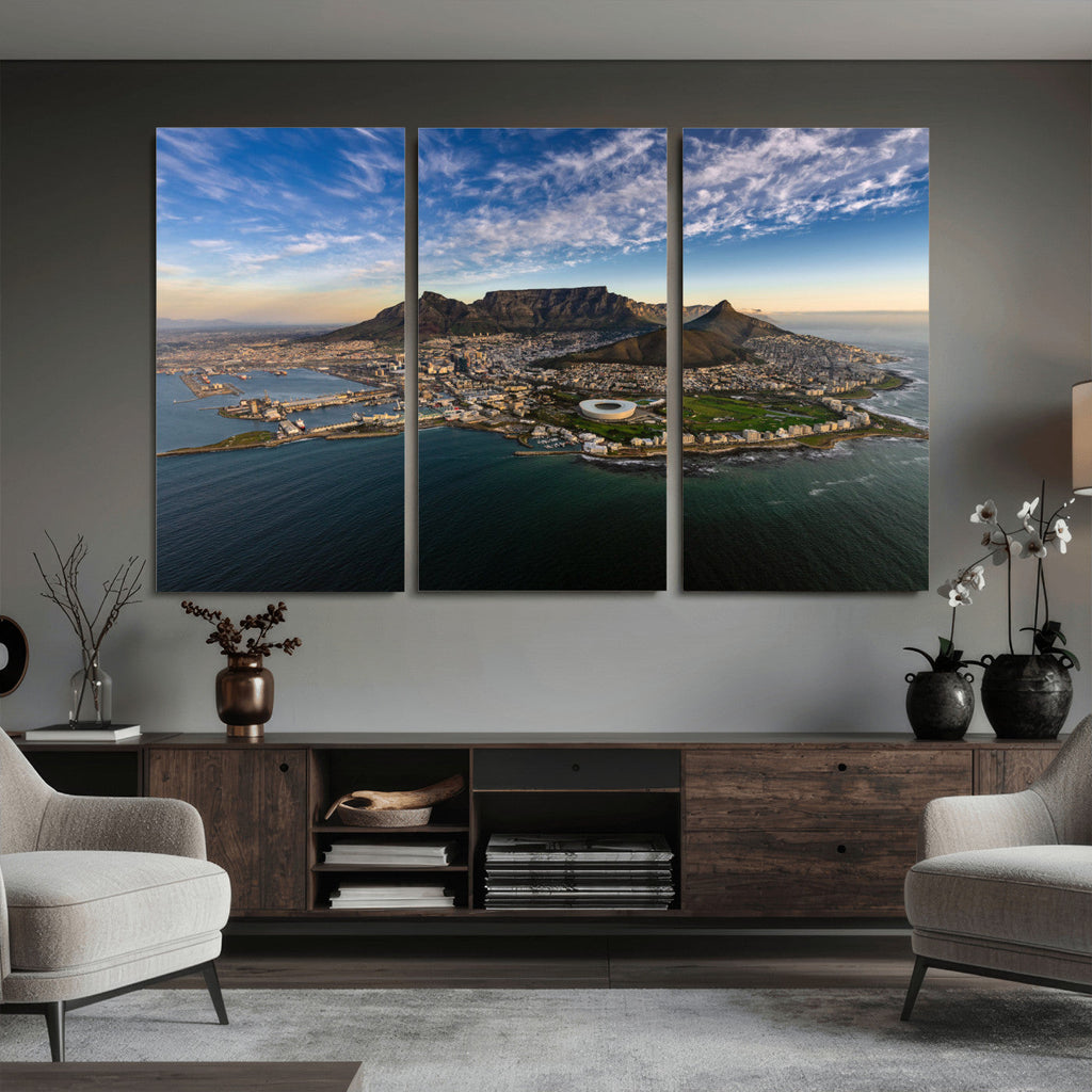 Cape Town Wall Art Canvas Print | Table Mountain Coastal Skyline Panorama