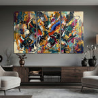 Geometric Abstract Wall Art Canvas Print, Orange Blue