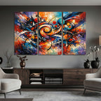 Geometric Abstract Wall Art Canvas Print, Orange Blue
