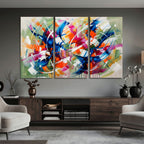 Geometric Abstract Wall Art Canvas Print, Orange Blue