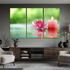 Zen Lotus Candle Canvas Wall Art, Pink Spa Meditation Decor