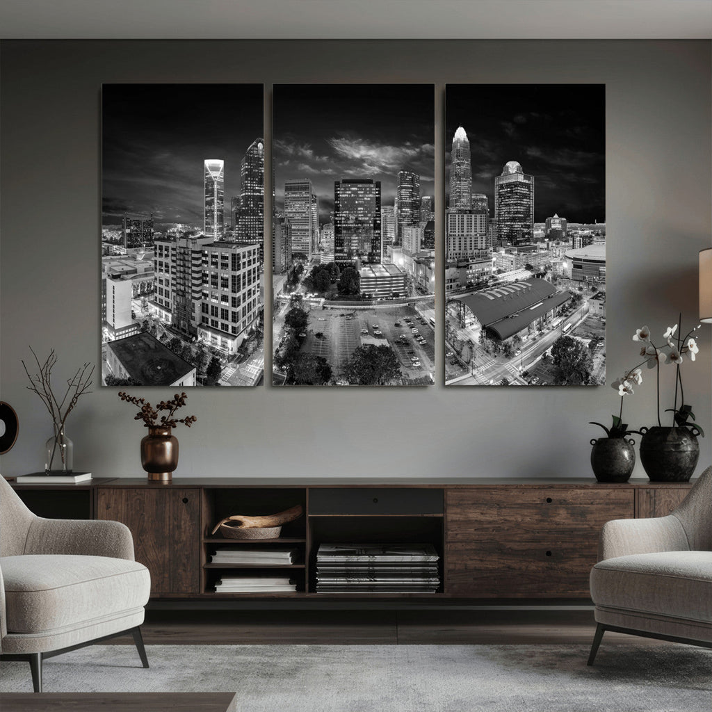 Charlotte Skyline Canvas Wall Art Print | North Carolina Cityscape