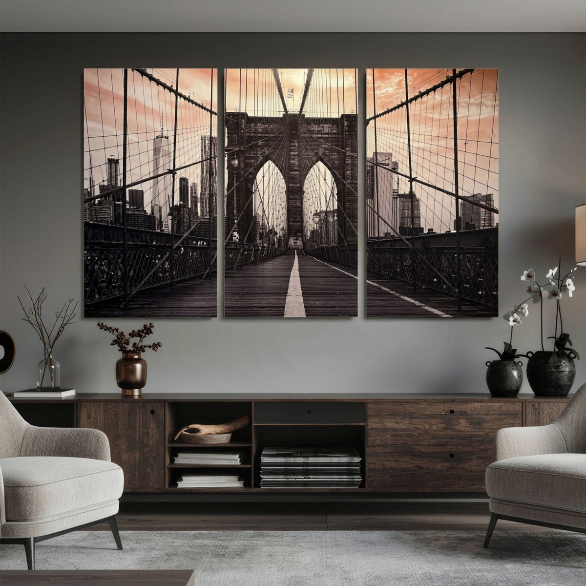 Brooklyn Bridge Canvas Wall Art, New York City Skyline Photography