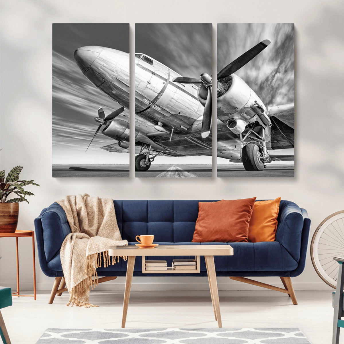 Vintage Airplane on Runway Canvas Print